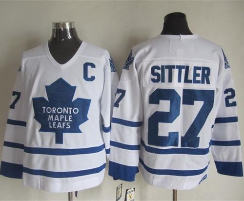 Maple Leafs #27 Darryl Sittler White CCM Throwback Stitched NHL Jersey - Click Image to Close